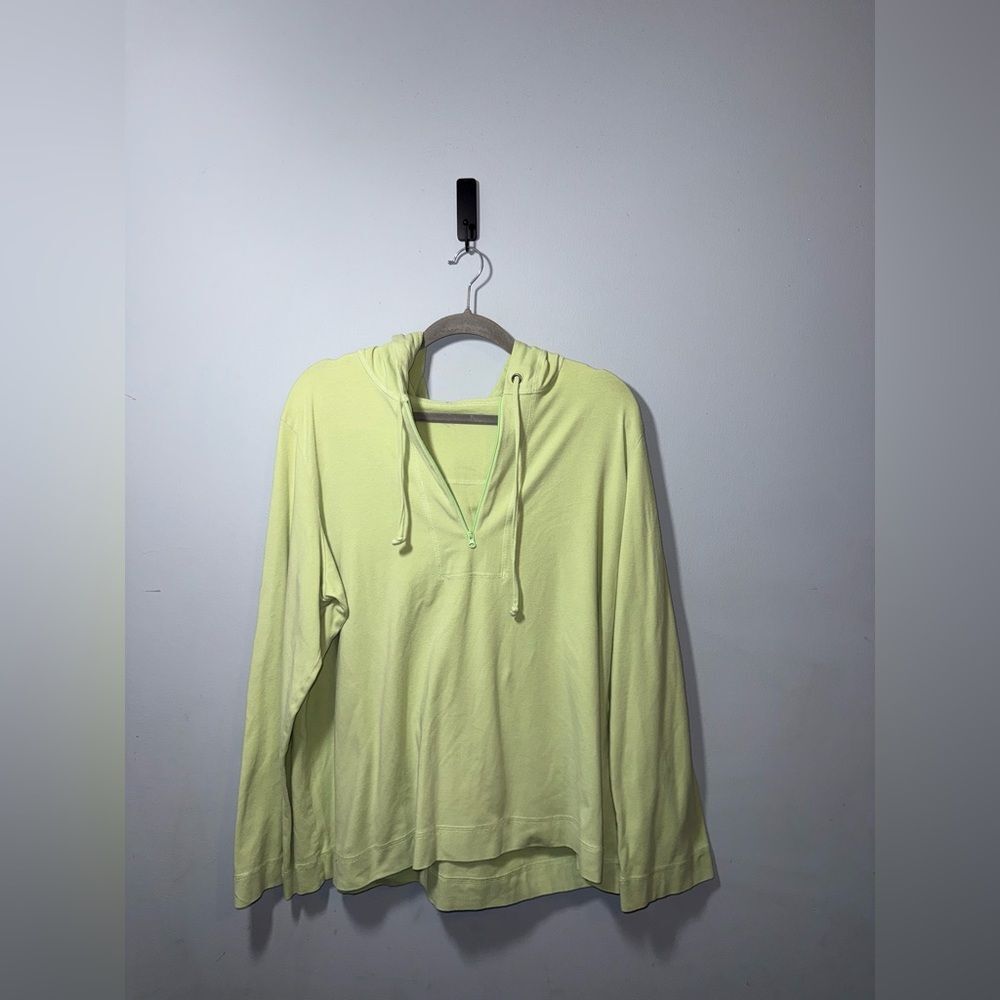 Eileen fisher women’s light lime 1/4 zip organic cotton long sleeve hoodie XL